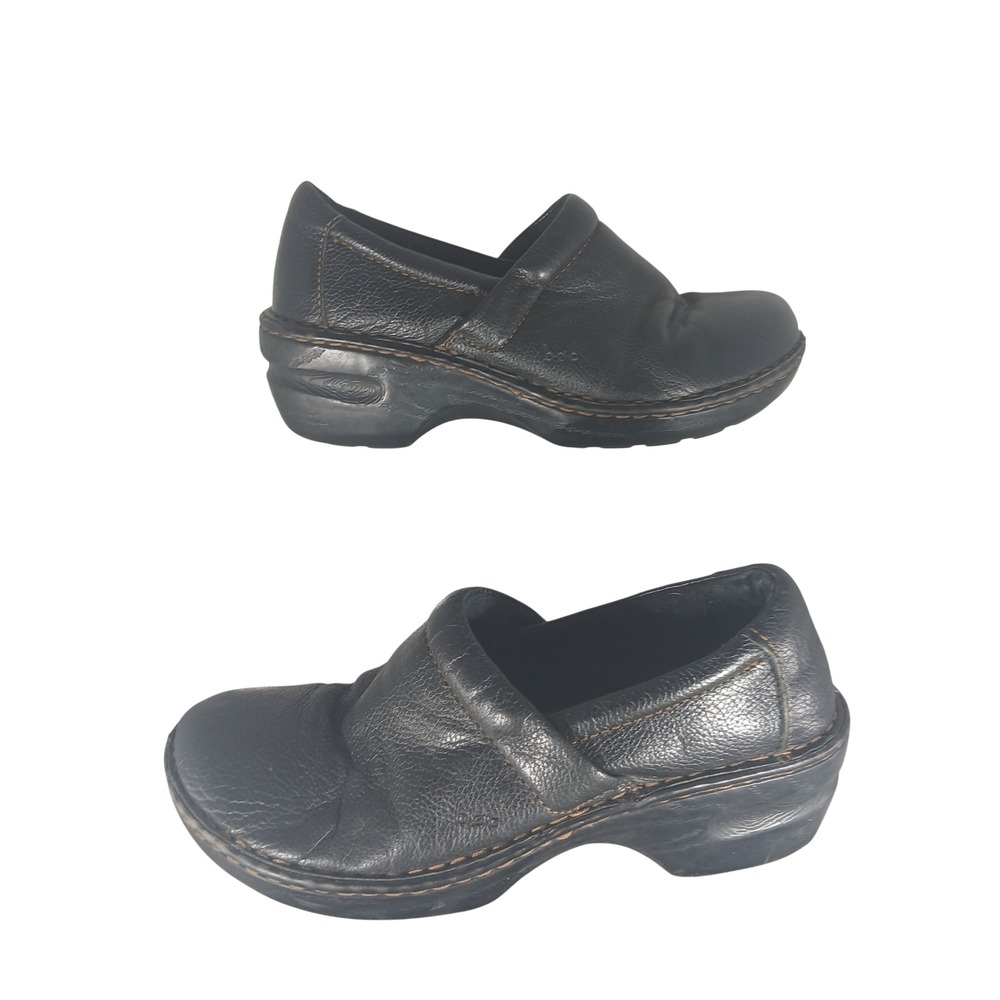 b.o.c. Born Concept‎ Black Leather Clogs Mules BC3632 Womens 8.5 Comfort Shoes